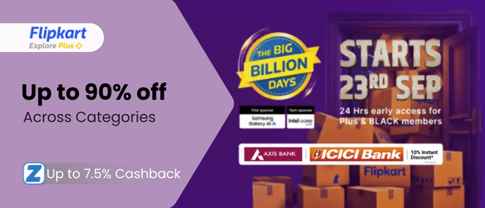 Save Up to 80% off across categories on Flipkart + 7.5% Extra Cashback!