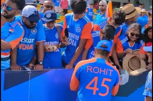 Heartwarming Gesture: Rohit Sharma Delights Young Fans with Autographs Post IND vs AFG Victory - WATCH