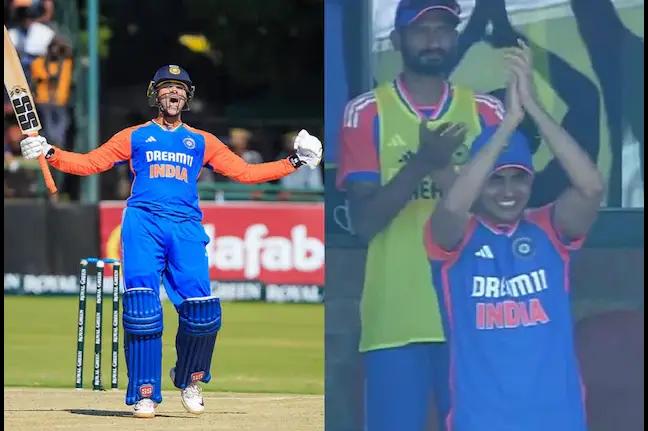 Shubman Gill Cheers as Abhishek Sharma Hits Maiden T20I Century with Three Consecutive Sixes – WATCH