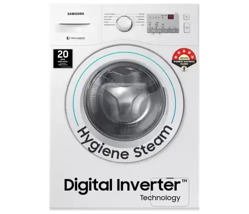 SAMSUNG 6 kg Inverter 5 Star Hygiene Steam Fully Automatic Front Load Washing Machine with In-built Heater