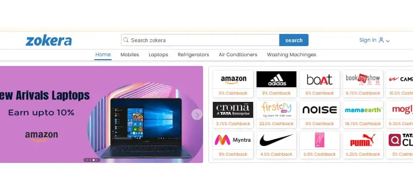 <h2>Earn Cashback on Top Online Stores in India with Zokera.com</h2> image