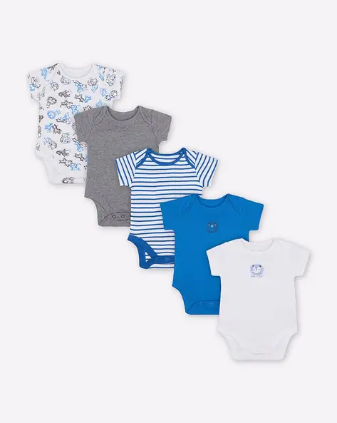 Buy Mothercare Pack of 5 Printed Bodysuits Online | Ajio.com