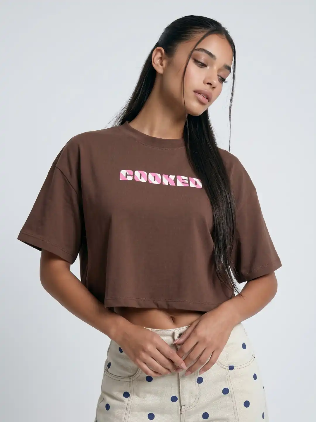 glitchez Typography Printed Drop-Shoulder Sleeves Boxy T-shirt