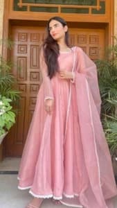 Bileshwar Creation Women Gown Pink Dress