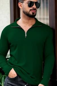 INDICLUB Solid Men Green T-Shirt