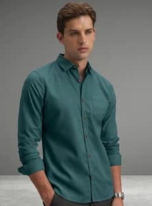 RANGILA FAB Men Solid Formal Dark Green Shirt