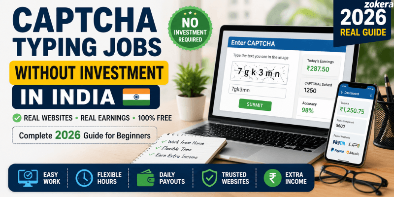 Captcha Typing Jobs Without Investment in India (2026 Real Guide)