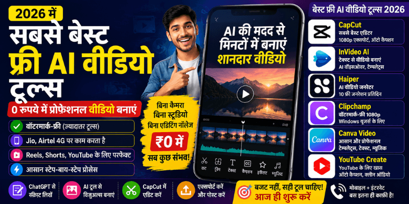 भारत के बेस्ट फ्री AI वीडियो टूल्स 2026: ₹0 में प्रोफेशनल वीडियो कैसे बनाएं