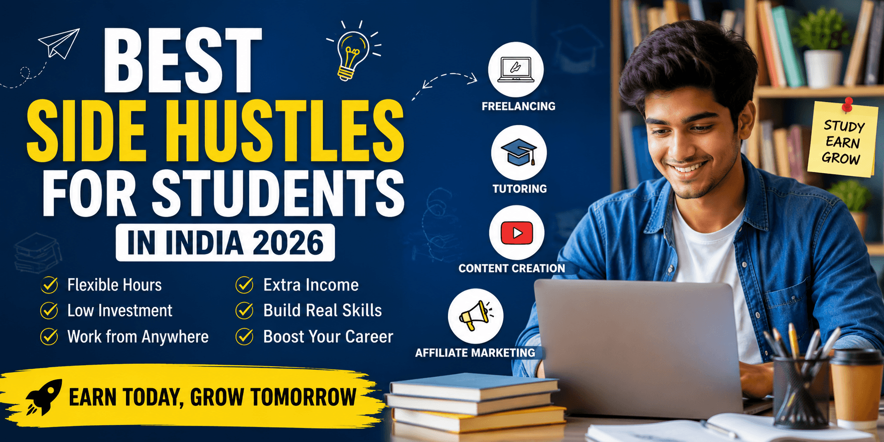 Best Side Hustles for Students in India 2026: Earn Money Without Leaving College