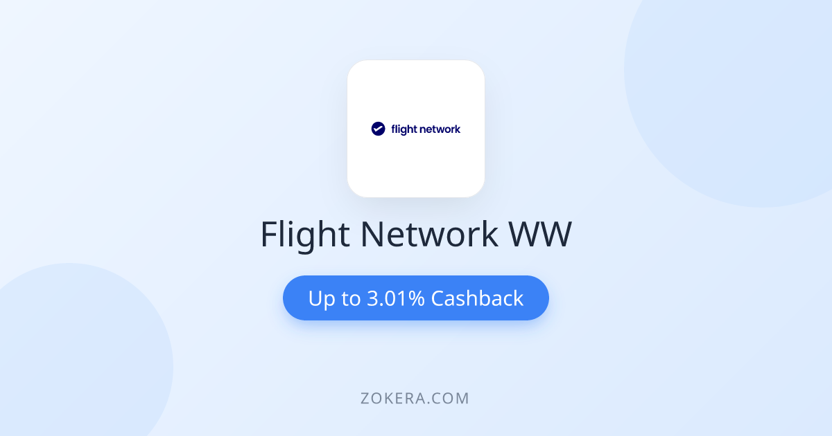 Flight Network WW | Earn 3.01% Cashback | Zokera